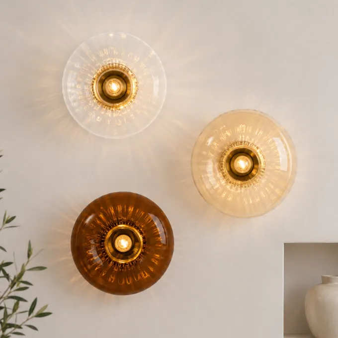 Light en Living Wandlamp Ø30 cm MASHA glas helder+goud