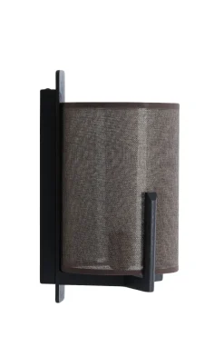 Light en Living Wandlamp 22X18X36 cm Litto zwart+Linnen donkerbruin