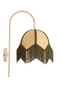 Light en Living Wandlamp 33x25x47 cm SULINA raffia naturel+groen