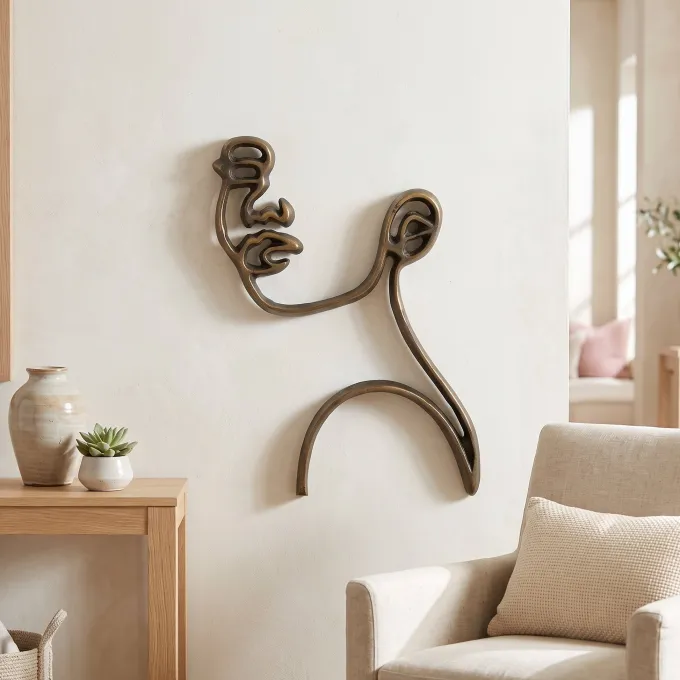 Light en Living Wandornament FACE antiek brons - 2 afmetingen
