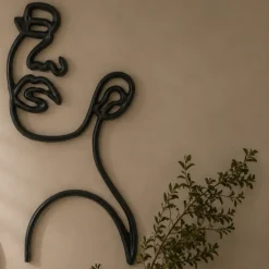 Light en Living Wandornament FACE mat zwart - Verkrijgbaar in 2 maten