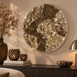 Light en Living Wandornament Ø80x6 cm YAXUNA crème-bruin+helder