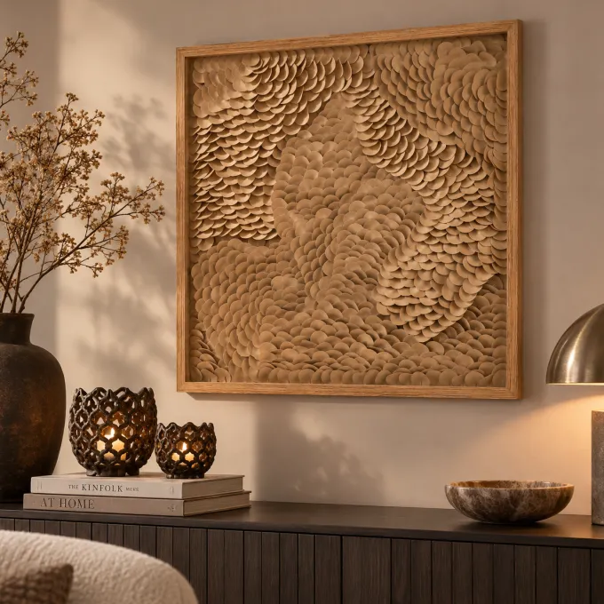 Light en Living Wandornament 80x4x80 cm XELHU zand+naturel