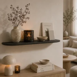 Light en Living Wandplank 70x17x2 cm GINOSA hout mat zwart