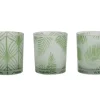 Light en Living Windlicht set van 3 FOLHAS Glas Groen