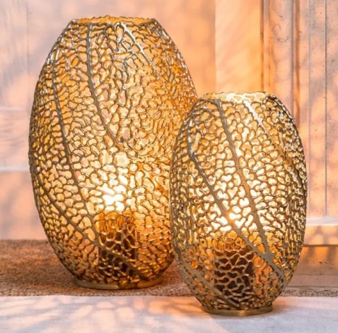 Light en Living Windlicht SINULA antiek goud - Verkrijgbaar in 2 maten