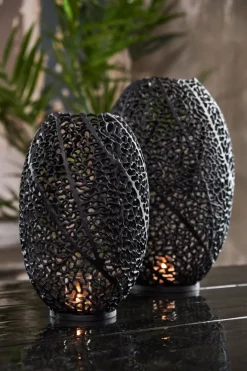 Light en Living Windlicht SINULA mat zwart - 2 maten - Light & Living