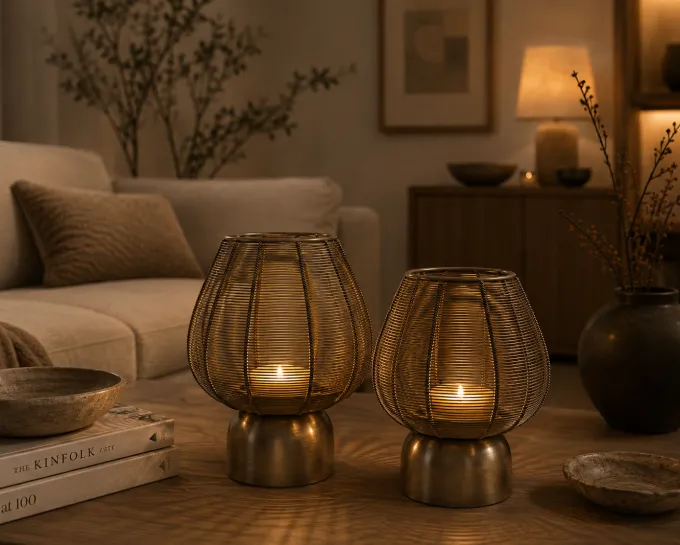 Light en Living Windlicht Suneko antiek brons - verkrijgbaar in 2 maten