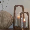Light en Living Windlicht Ø21,5x35 cm ANOSY glas helder+hout naturel