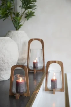 Light en Living Windlicht Ø21,5x35 cm ANOSY glas helder+hout naturel