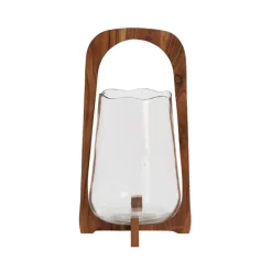 Light en Living Windlicht Ø26x48 cm ANOSY glas helder+hout naturel