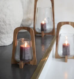 Light en Living Windlicht Ø18x26,5 cm ANOSY glas helder+hout naturel