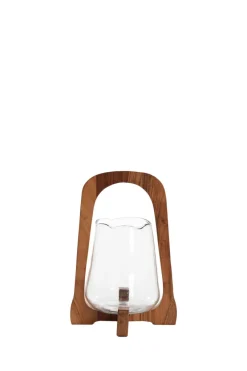 Light en Living Windlicht Ø18x26,5 cm ANOSY glas helder+hout naturel