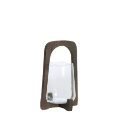 Light en Living Windlicht Ø21,5x35 cm ANOSY glas helder+hout mat d bruin