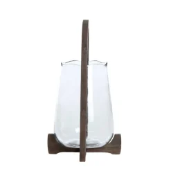 Light en Living Windlicht Ø26x48 cm ANOSY glas helder+hout mat donkerbruin
