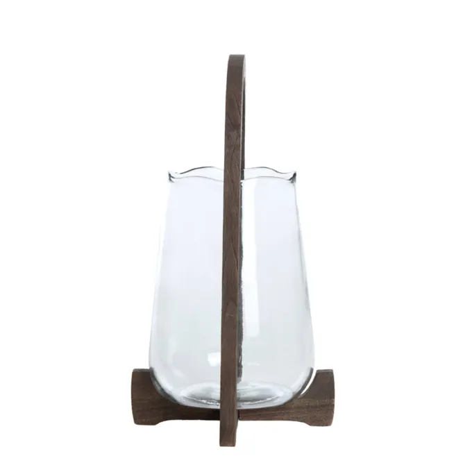 Light en Living Windlicht Ø26x48 cm ANOSY glas helder+hout mat donkerbruin