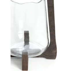 Light en Living Windlicht Ø26x48 cm ANOSY glas helder+hout mat donkerbruin