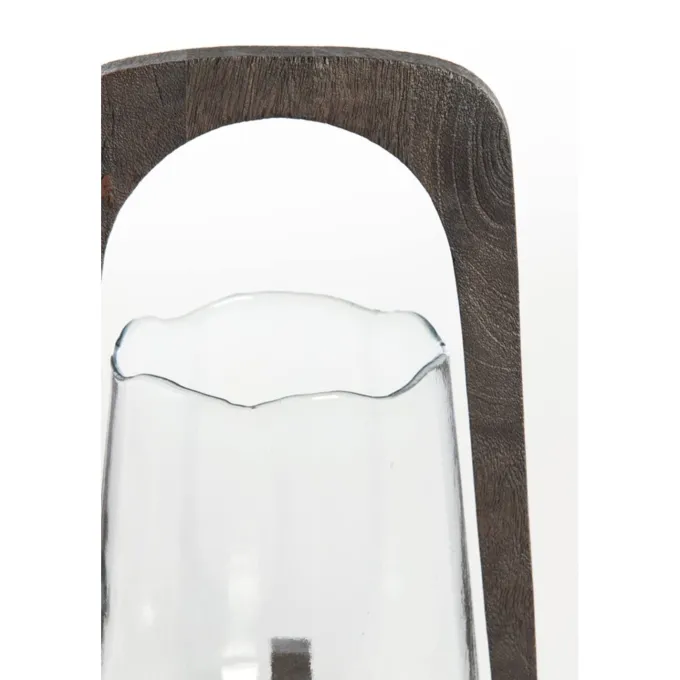 Light en Living Windlicht Ø18x26,5 cm ANOSY glas helder+hout mat d bruin