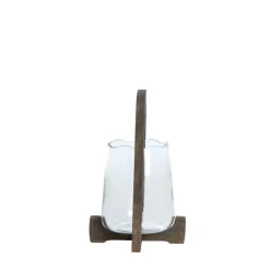 Light en Living Windlicht Ø18x26,5 cm ANOSY glas helder+hout mat d bruin