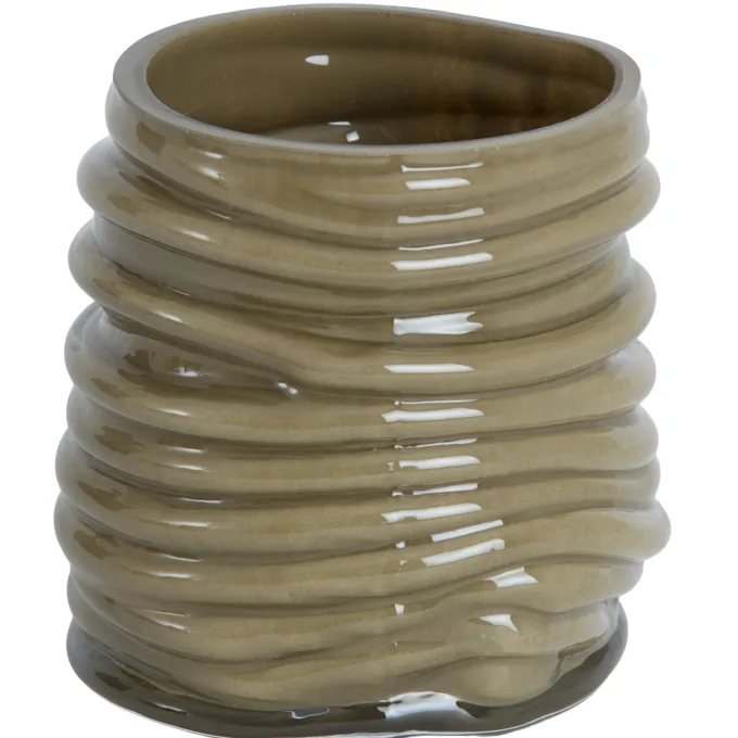 Light en Living Windlicht Ø10x9 cm MILYAN glas melk olijfgroen