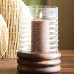 Light en Living Windlicht Ø18x36 cm MALDA mango hout bruin + glas