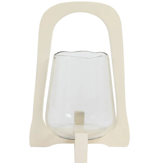 Light en Living Windlicht Ø18x26,5 cm ANOSY glas helder+hout crème