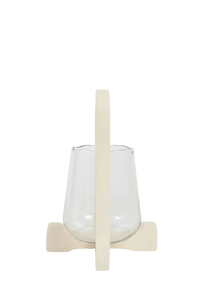 Light en Living Windlicht Ø18x26,5 cm ANOSY glas helder+hout crème