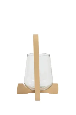 Light en Living Windlicht Ø18x26,5 cm ANOSY glas helder+hout zand