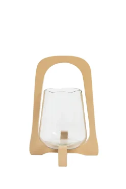 Light en Living Windlicht Ø18x26,5 cm ANOSY glas helder+hout zand