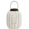 Light en Living Windlicht Ø26X36 DEZULO Linnen Naturel+zwart hout