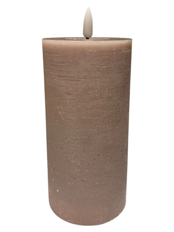 Mansion Atmosphere Oplaadbare LED-kaars 7,5 x 15 cm - rustiek grijs