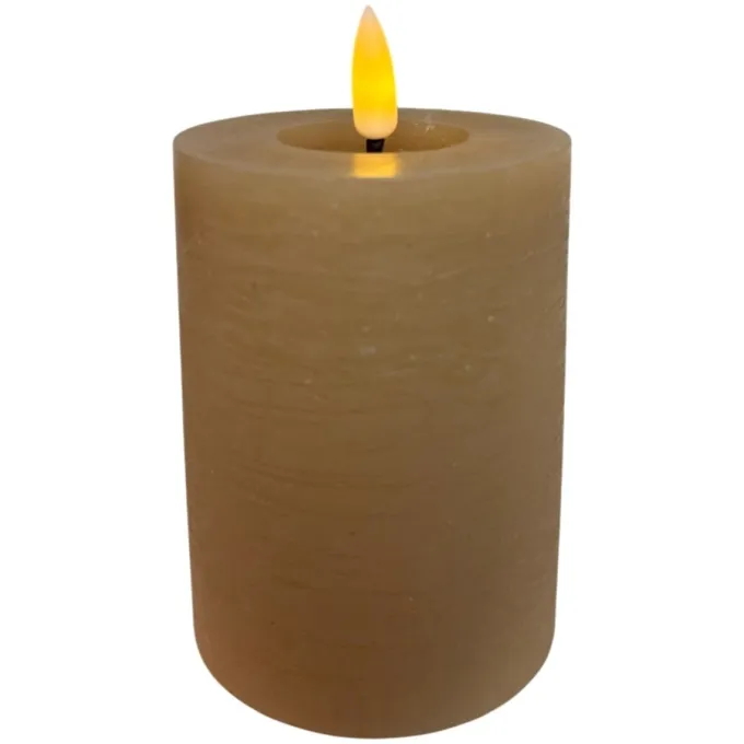 Mansion Atmosphere Oplaadbare LED-kaars 7,5 x 15 cm, rustiek zandkleurig