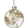 Parlane Kerstbal Ø8x8 cm DRIED FLORAL van glas met droogbloemen