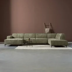 Pepp Interiors Bank River U opstelling met chaise longue links in Majestic 607