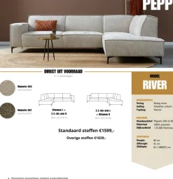 Pepp Interiors Hoekbank River - Ottoman links - Majestic 607