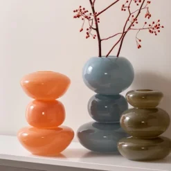 Present Time Vaas Bubbles glas groot lichtblauw