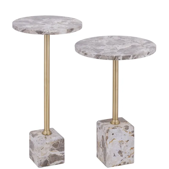 PTMD Bijzettafel Ebe Beige Marmer met rond blad laag