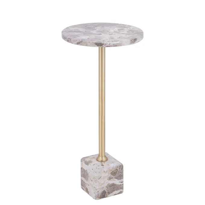 PTMD Bijzettafel Ebe Hoog Beige Marmer Ø30 cm