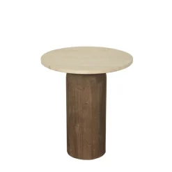 PTMD Bijzettafel Liora Bruin met mangohouten blad