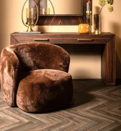 PTMD Fauteuil Aphrodite fur donkerbruin