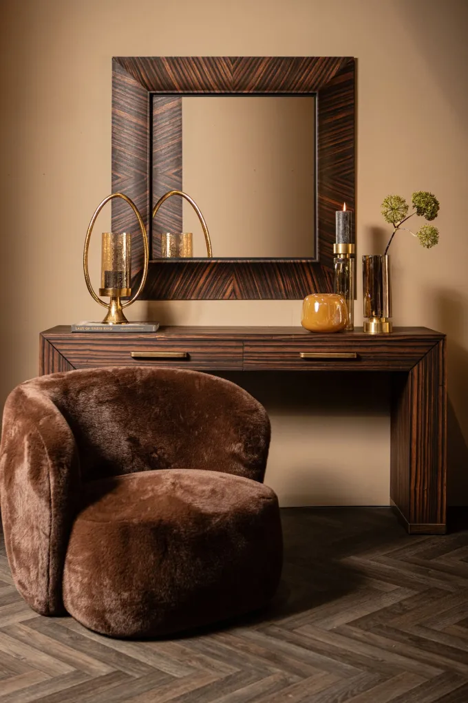 PTMD Fauteuil Aphrodite fur donkerbruin