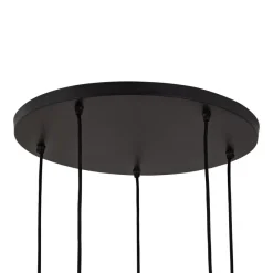 PTMD Hanglamp Anna Brown textured glass met 5 lampen groot