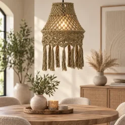 PTMD Hanglamp Milley Green cotton macrame