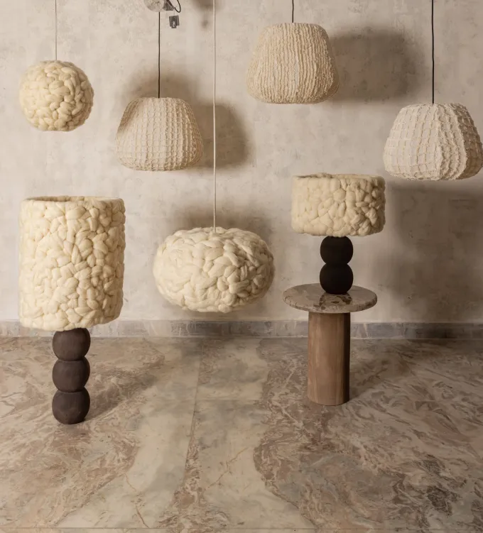 PTMD Hanglamp Tayma Creme Striped S