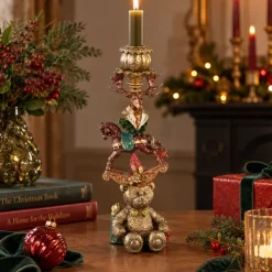 PTMD Kandelaar Kerst lichtbruin met hobbelpaard