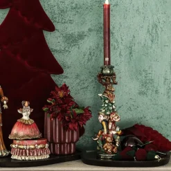 PTMD Kandelaar Kerst mosgroen met hond en beer