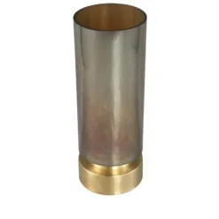 PTMD Kandelaar / Vaas Morrible Amber round glas laag