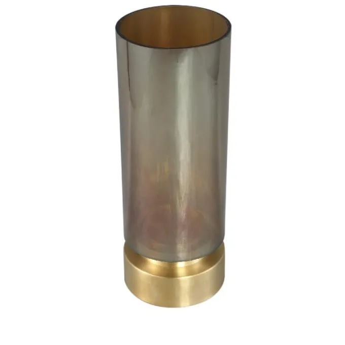 PTMD Kandelaar / Vaas Morrible Amber round glas laag