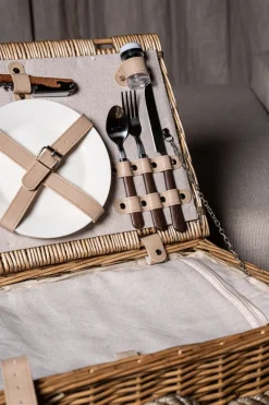 PTMD Kinzey Naturel wilgen picknickmand voor 2 personen