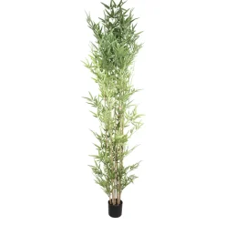 PTMD Kunstplant Leaves Plant green bamboo natural in pot - 240 cm hoog